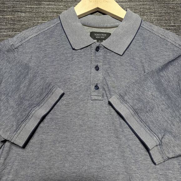 Nordstrom Polo Shirt Men's L Blue Short Sleeve Casual Stretch - Picture 1 of 9